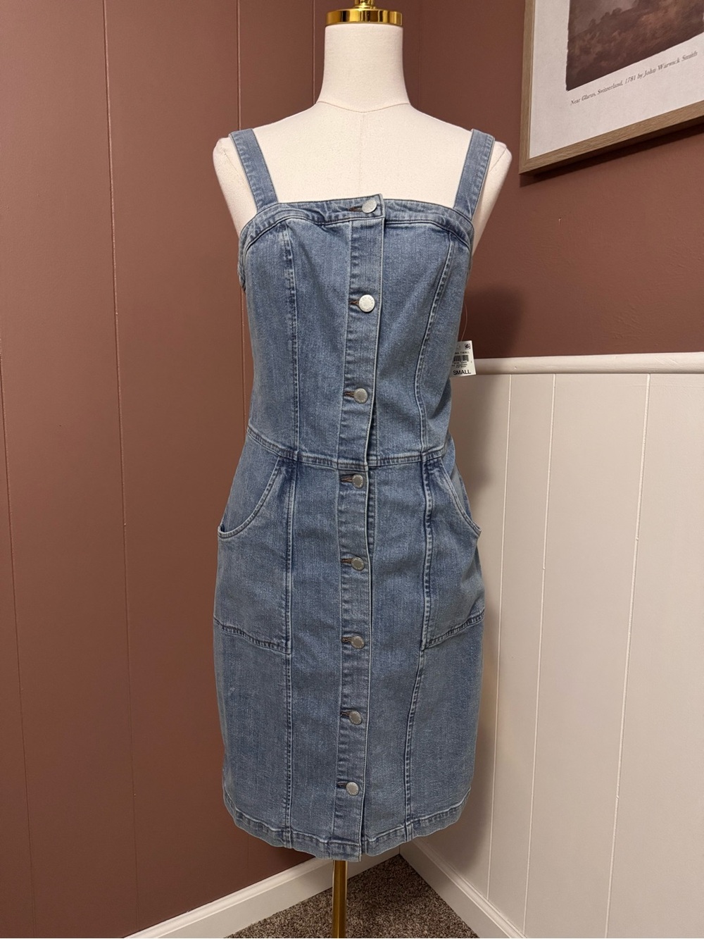 On 34th Light Blue Denim Button-Front Mini Dress NWT